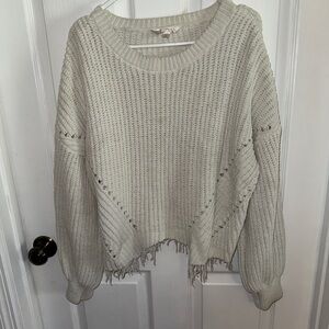 Cream Oversized Ribbed Sweatshirt